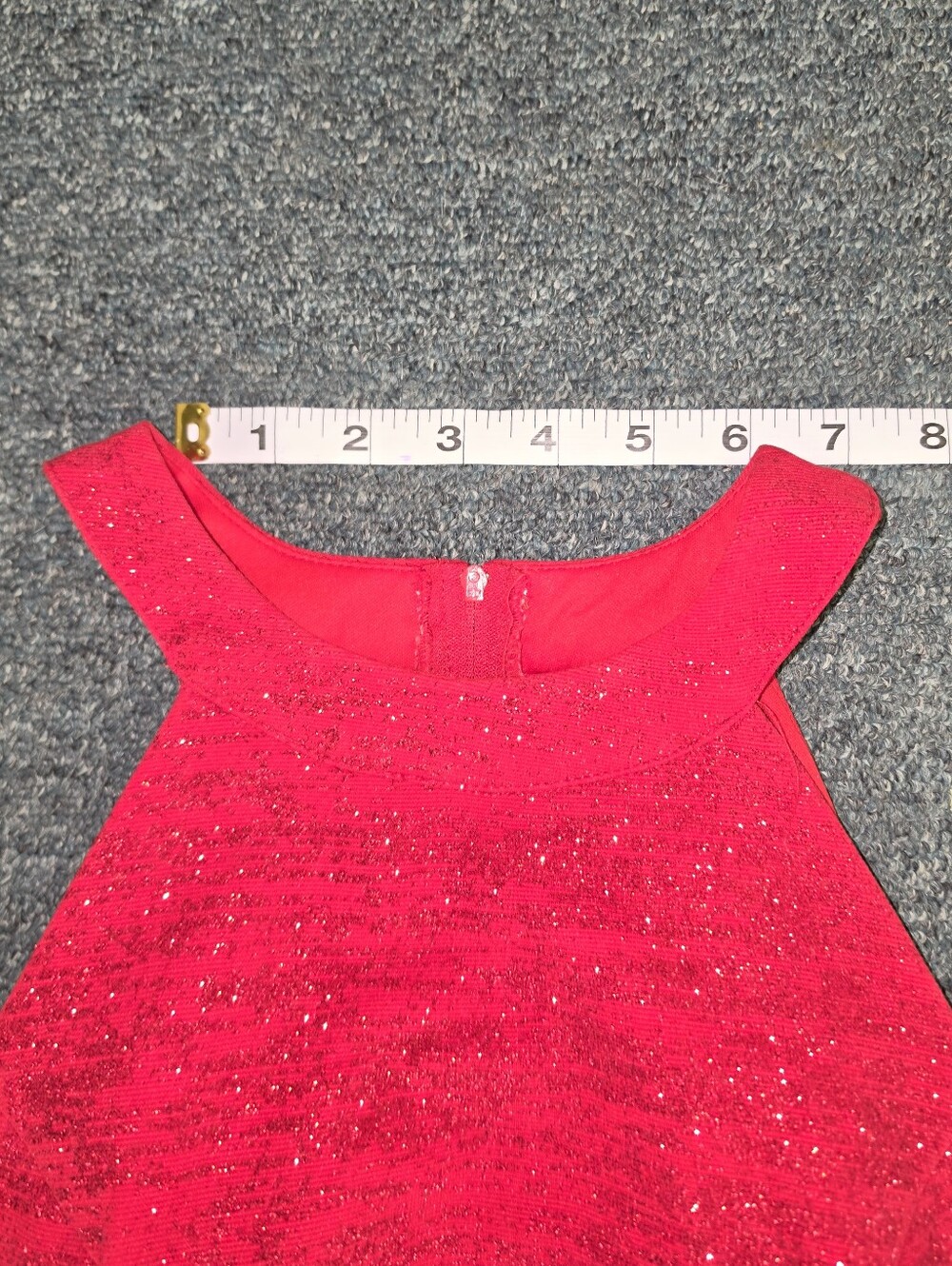 Honey and Rosie Dress Shimmery Halter Neckline Sleeveless Vibrant Red Size S - Picture 15 of 16